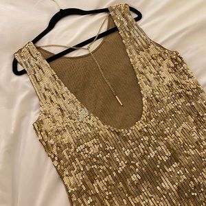 Gold Sequin Michael Kors Midi Dress